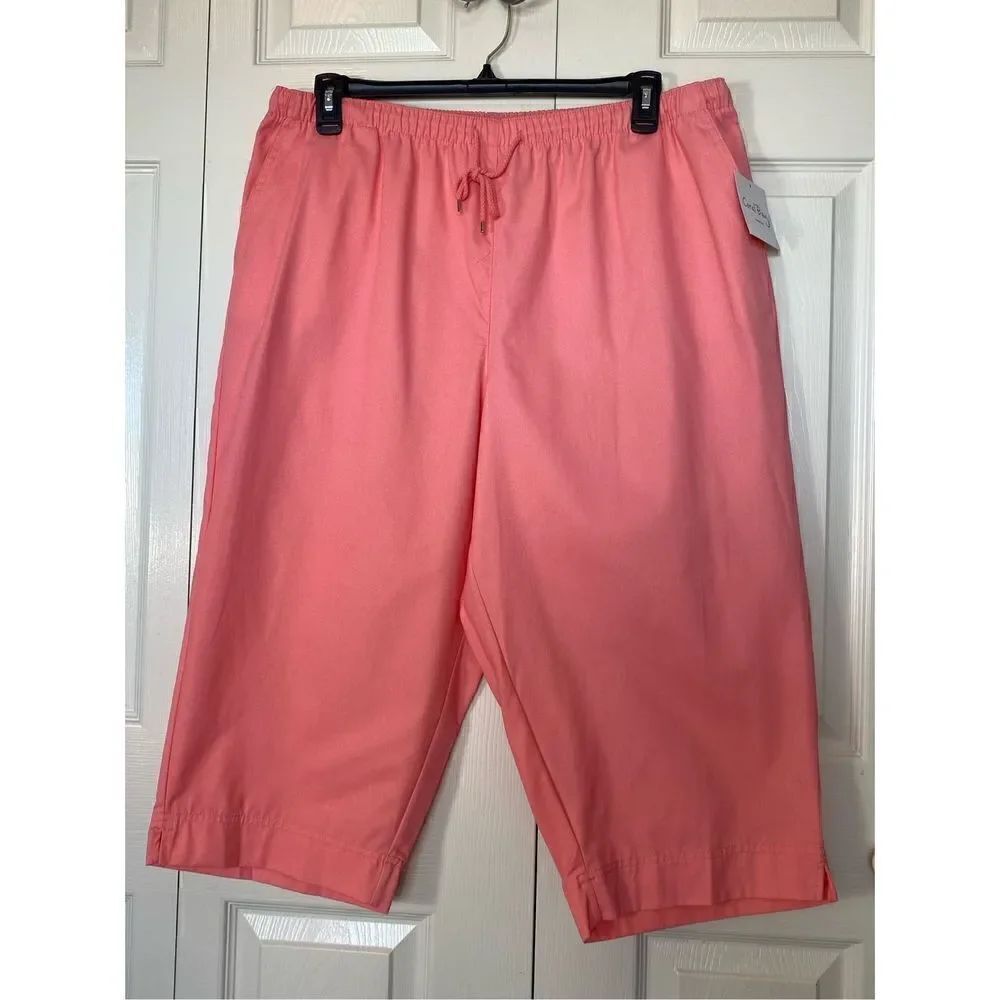 CORAL BAY Women’s 3X Pull On Drawstring Capri Pants - Picture 3 of 8
